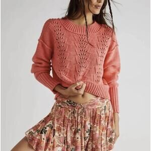 Free People Coral Bell Song Scoop Neck Pullover Sweater - Size - Medium